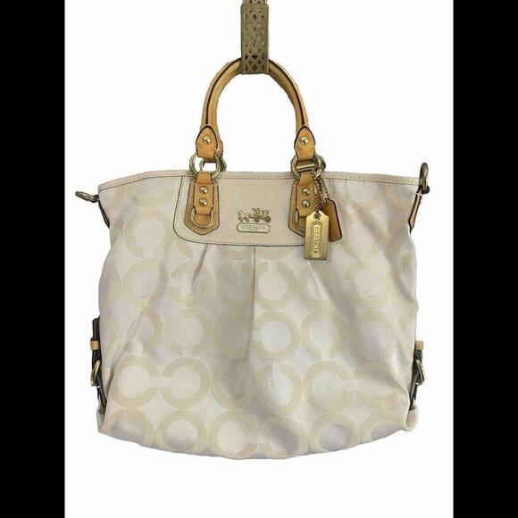 Coach 12963 Madison Julianne Op Art XL Large Tote Satchel Patent Leather Yellow - Picture 1 of 12